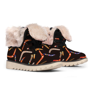 Australian Boomerang Pattern Print Winter Boots