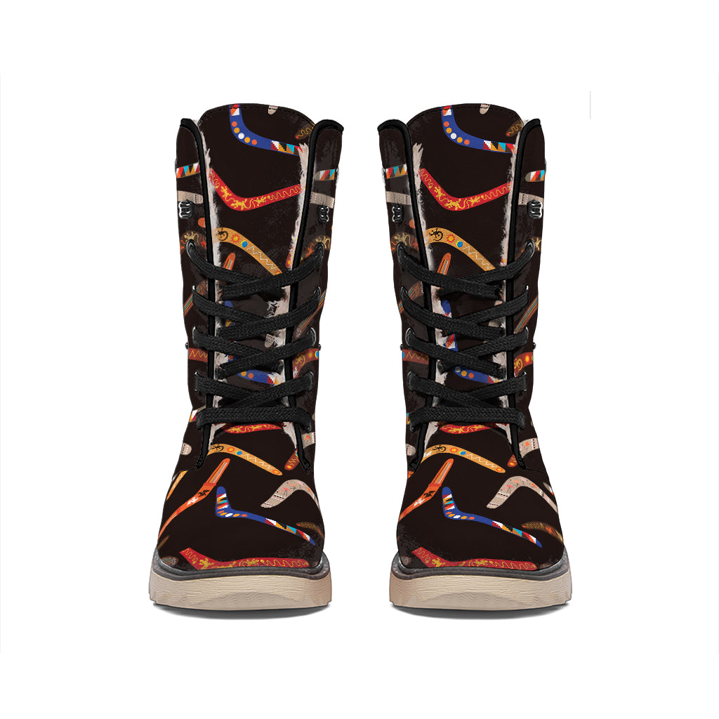 Australian Boomerang Pattern Print Winter Boots