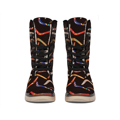 Australian Boomerang Pattern Print Winter Boots