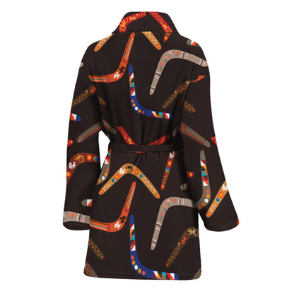 Australian Boomerang Pattern Print Women's Bathrobe