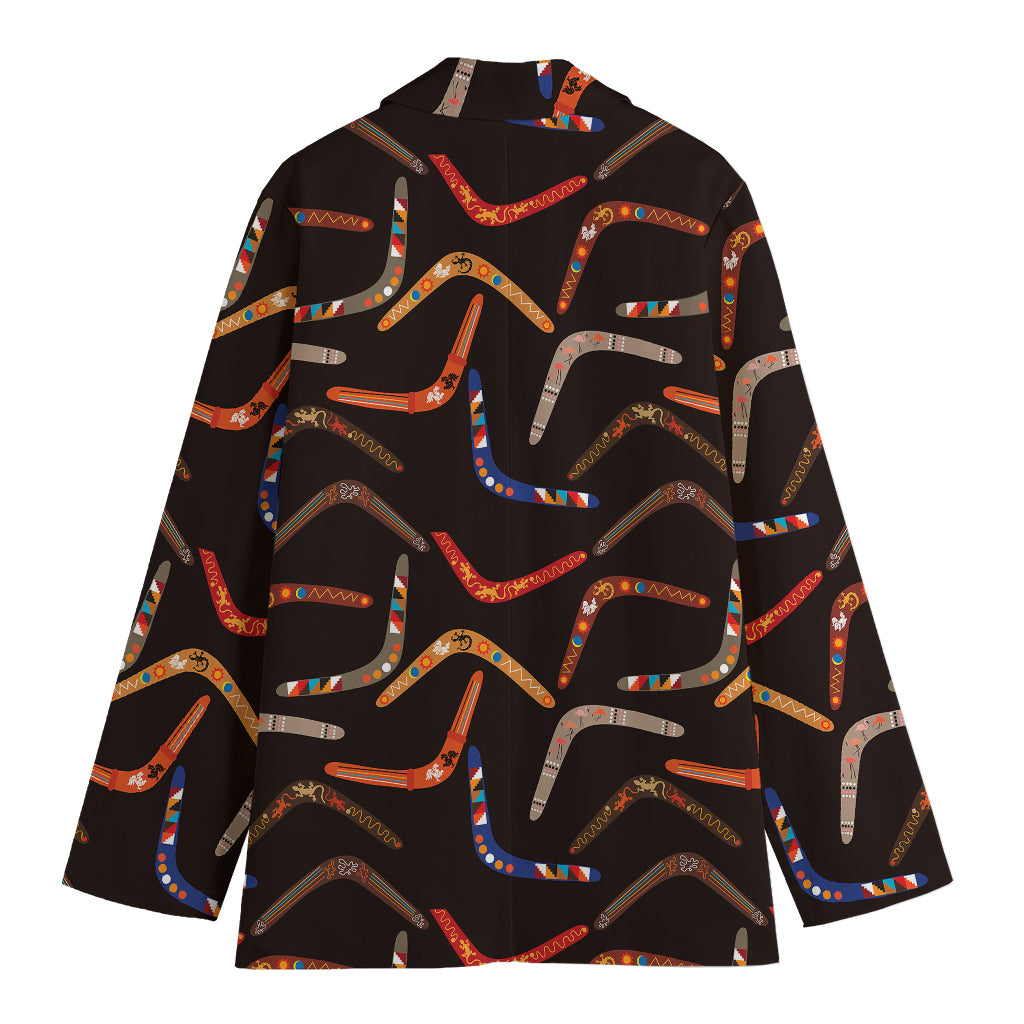 Australian Boomerang Pattern Print Women's Blazer
