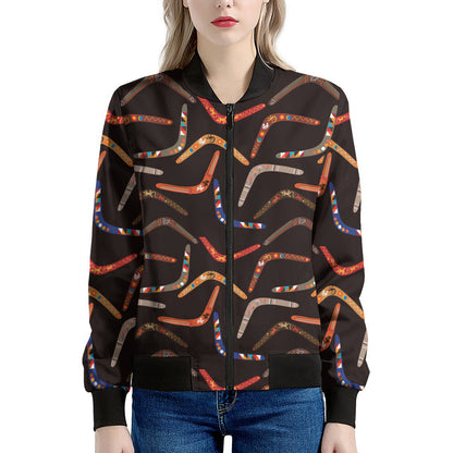 Australian Boomerang Pattern Print Women's Bomber Jacket
