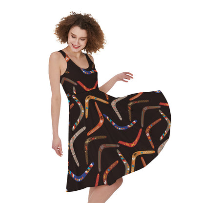 Australian Boomerang Pattern Print Women's Sleeveless Dress
