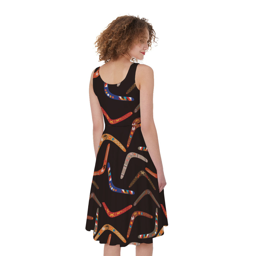 Australian Boomerang Pattern Print Women's Sleeveless Dress