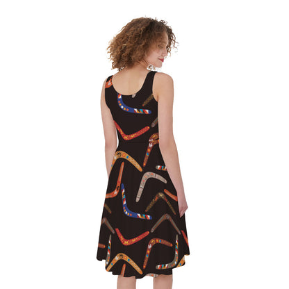 Australian Boomerang Pattern Print Women's Sleeveless Dress