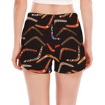 Australian Boomerang Pattern Print Women's Split Running Shorts
