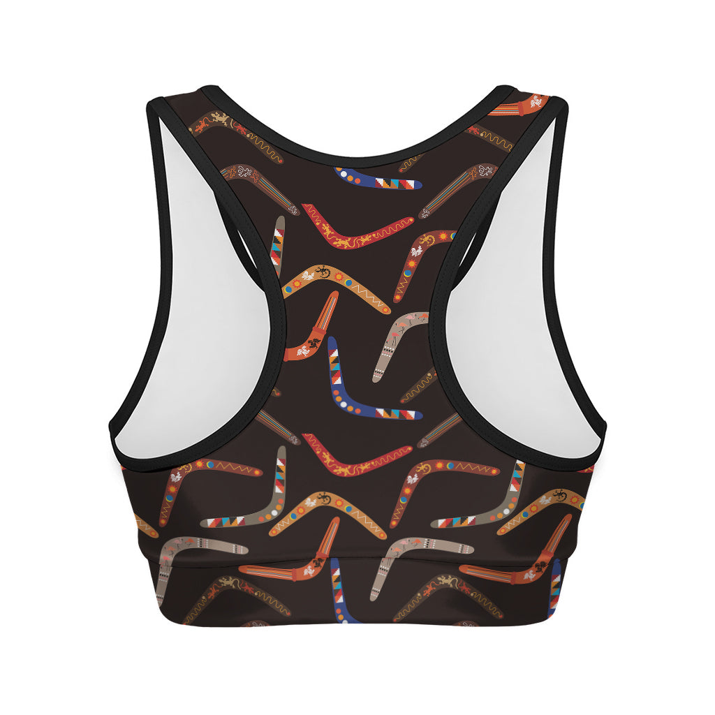 Australian Boomerang Pattern Print Women's Sports Bra
