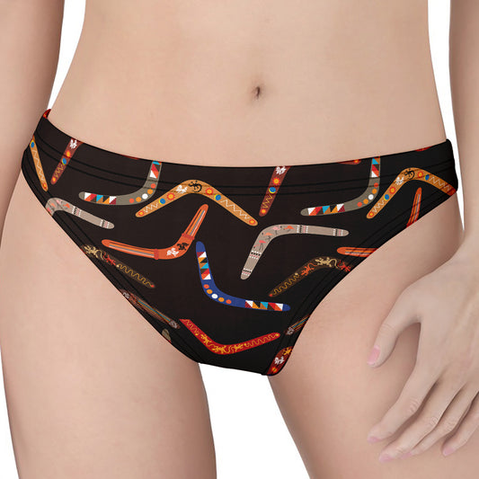 Australian Boomerang Pattern Print Women's Thong