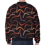 Australian Boomerang Pattern Print Zip Sleeve Bomber Jacket