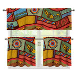 Australian Ethnic Pattern Print 3 Piece Kitchen Curtains