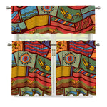 Australian Ethnic Pattern Print 3 Piece Kitchen Curtains