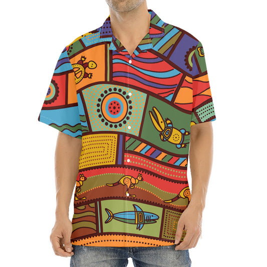 Australian Ethnic Pattern Print Aloha Shirt