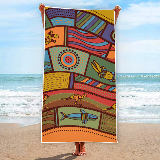 Australian Ethnic Pattern Print Beach Towel