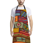 Australian Ethnic Pattern Print Bib Apron With Pocket