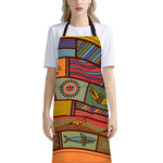 Australian Ethnic Pattern Print Bib Apron With Pocket