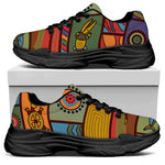 Australian Ethnic Pattern Print Black Chunky Shoes