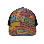 Australian Ethnic Pattern Print Black Mesh Trucker Cap