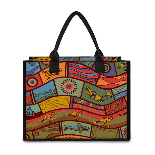 Australian Ethnic Pattern Print Canvas Tote Bag