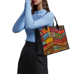 Australian Ethnic Pattern Print Canvas Tote Bag
