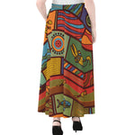 Australian Ethnic Pattern Print Chiffon Maxi Skirt