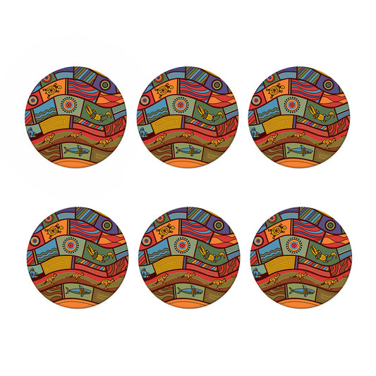Australian Ethnic Pattern Print Coaster Set
