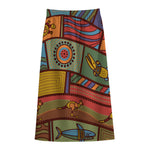 Australian Ethnic Pattern Print Cotton Front Slit Maxi Skirt
