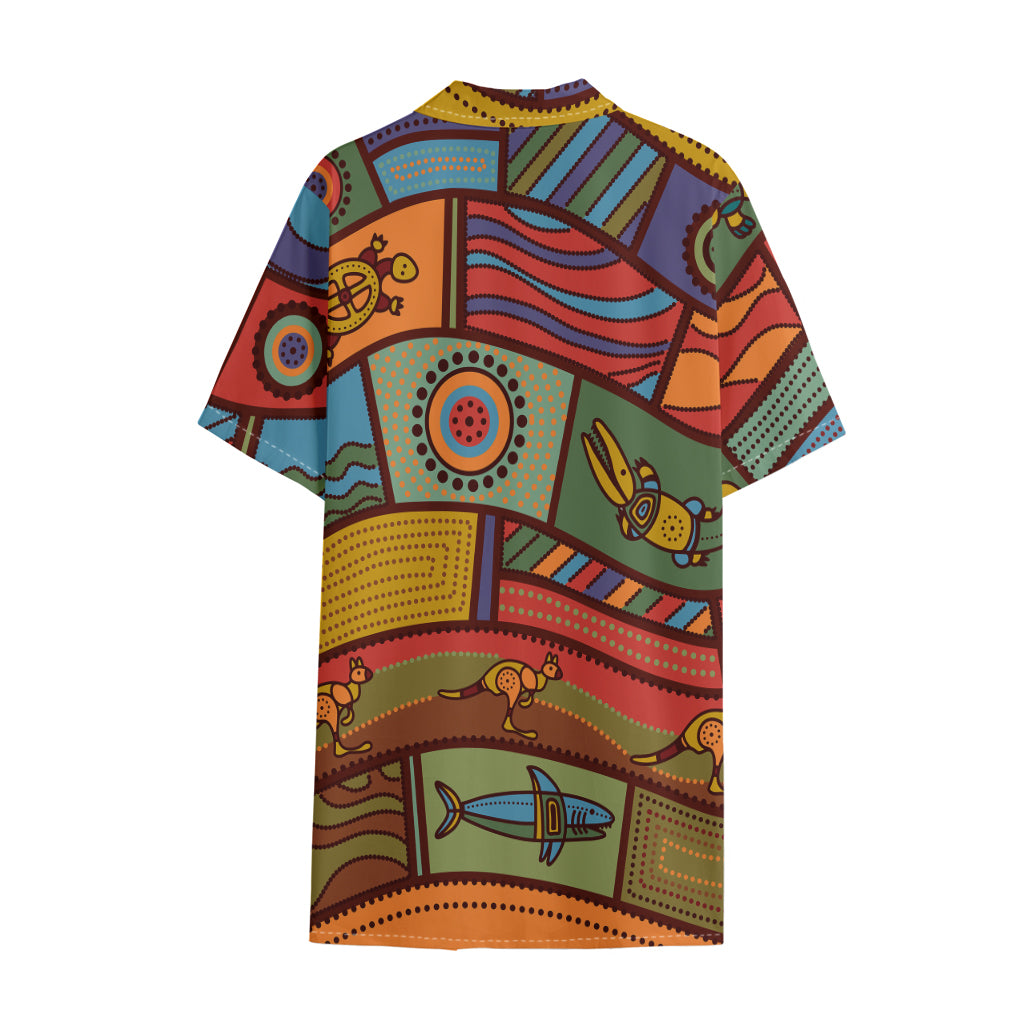 Australian Ethnic Pattern Print Cotton Hawaiian Shirt