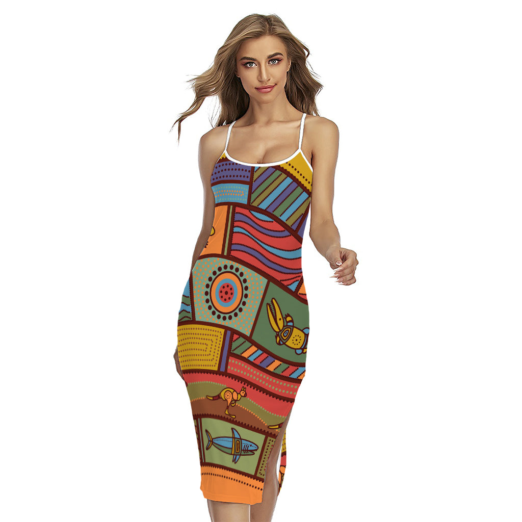 Australian Ethnic Pattern Print Cross Back Cami Dress