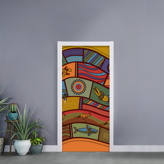 Australian Ethnic Pattern Print Door Sticker