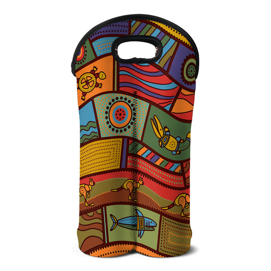 Australian Ethnic Pattern Print Double Neoprene Wine Tote