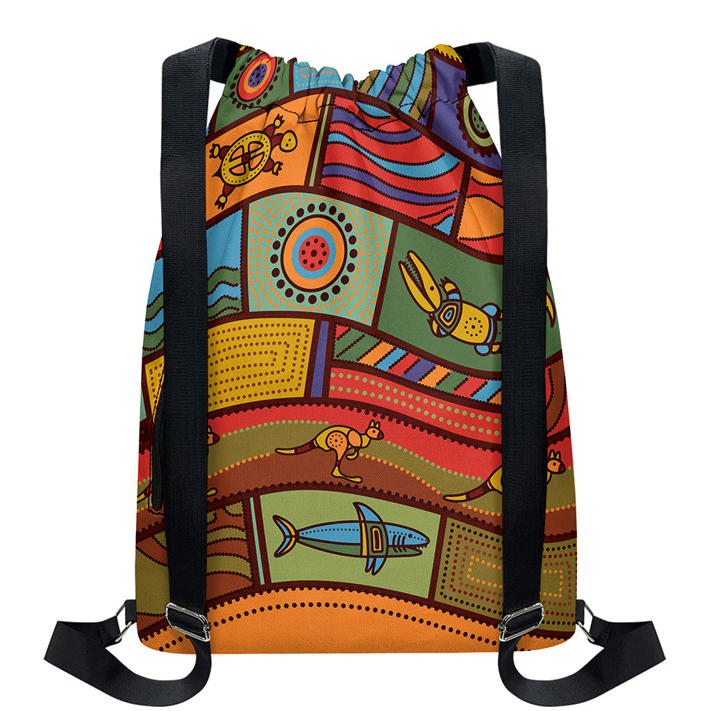 Australian Ethnic Pattern Print Drawstring Backpack