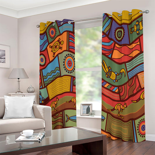 Australian Ethnic Pattern Print Extra Wide Grommet Curtains