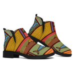 Australian Ethnic Pattern Print Flat Ankle Boots