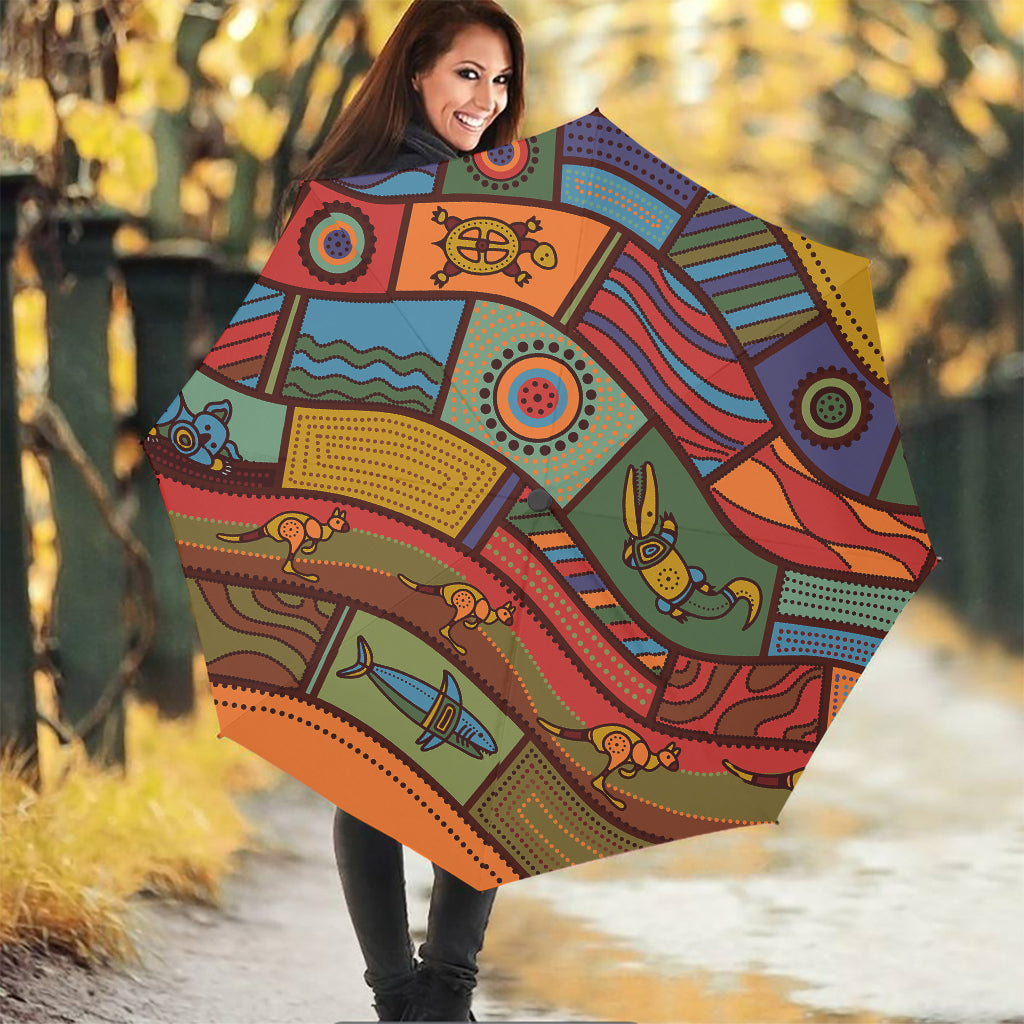 Australian Ethnic Pattern Print Foldable Umbrella