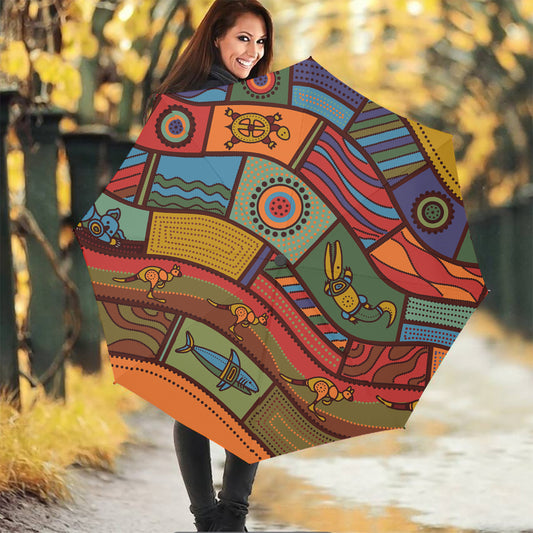 Australian Ethnic Pattern Print Foldable Umbrella