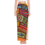 Australian Ethnic Pattern Print High Slit Maxi Skirt