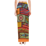 Australian Ethnic Pattern Print High Slit Maxi Skirt