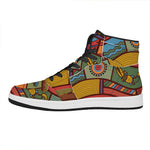 Australian Ethnic Pattern Print High Top Leather Sneakers