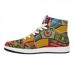 Australian Ethnic Pattern Print High Top Leather Sneakers