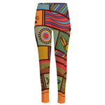 Australian Ethnic Pattern Print High-Waisted Pocket Leggings