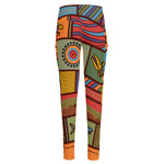 Australian Ethnic Pattern Print High-Waisted Pocket Leggings