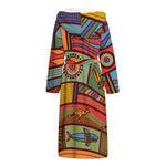 Australian Ethnic Pattern Print Hooded Bathrobe