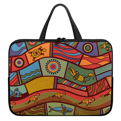Australian Ethnic Pattern Print Laptop Sleeve With Handle