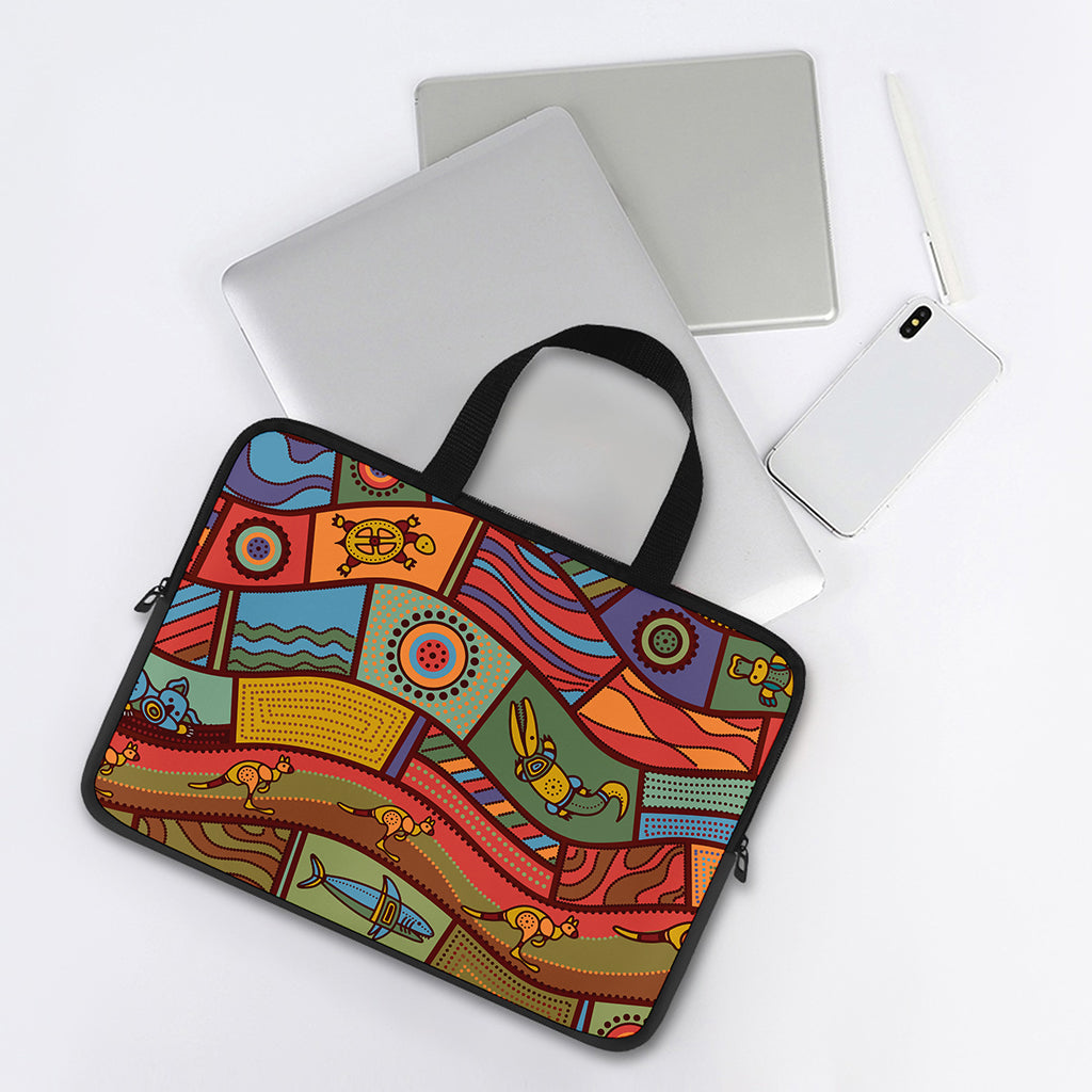 Australian Ethnic Pattern Print Laptop Sleeve With Handle