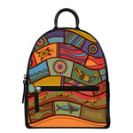 Australian Ethnic Pattern Print Leather Backpack