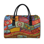 Australian Ethnic Pattern Print Leather Duffle Bag