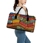 Australian Ethnic Pattern Print Leather Duffle Bag