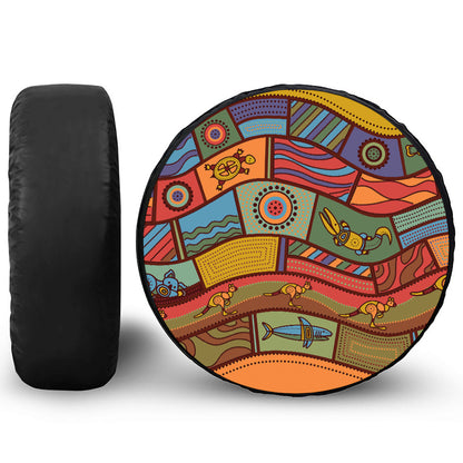 Australian Ethnic Pattern Print Leather Spare Tire Cover