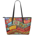 Australian Ethnic Pattern Print Leather Tote Bag With Zipper