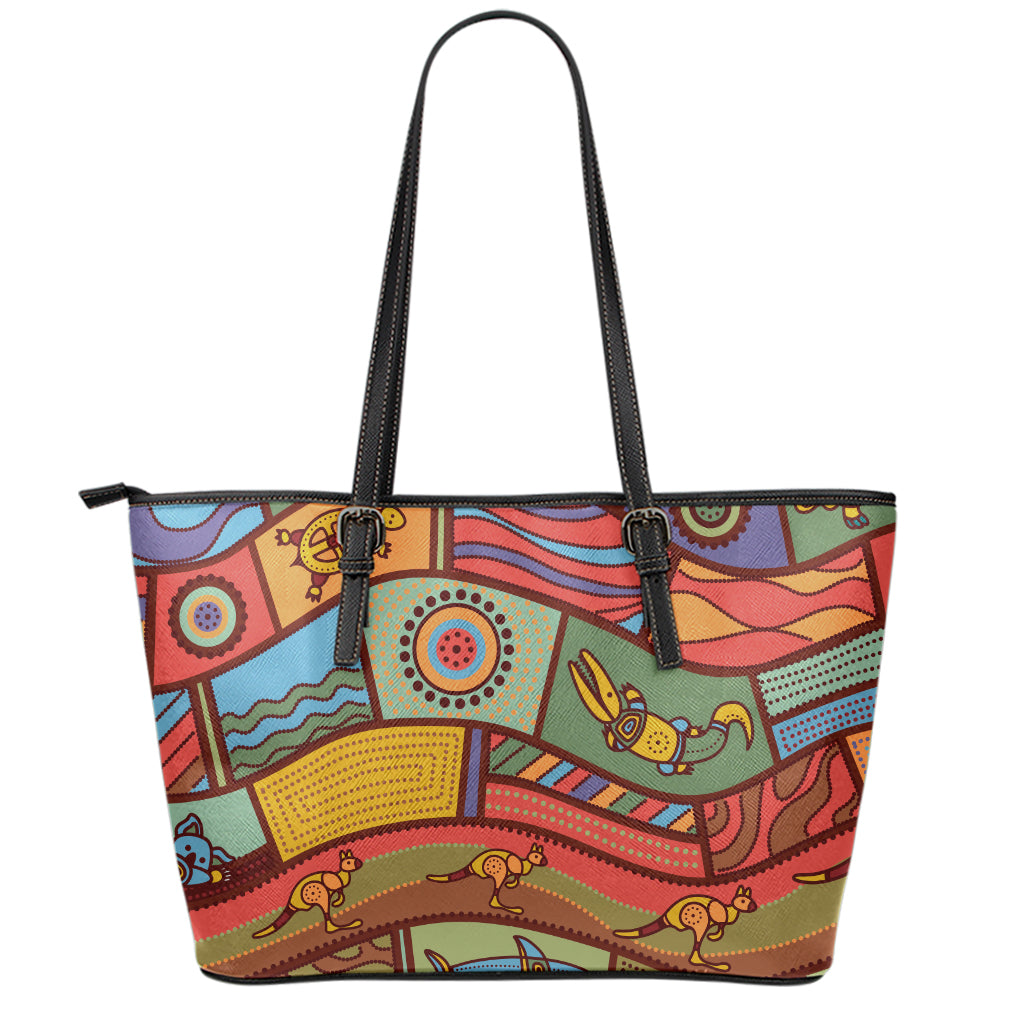 Australian Ethnic Pattern Print Leather Tote Bag